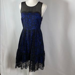 EUC Moulinette Soeurs Anthro Black Blue Dress 6